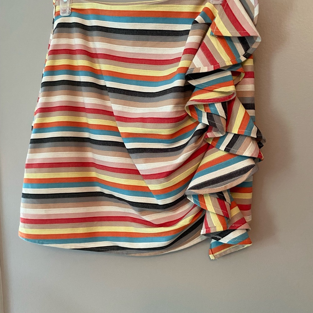 REVOLVE ruffle striped mini skirt